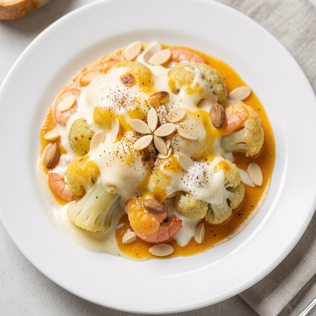 kalafior w sosie krewetkowym