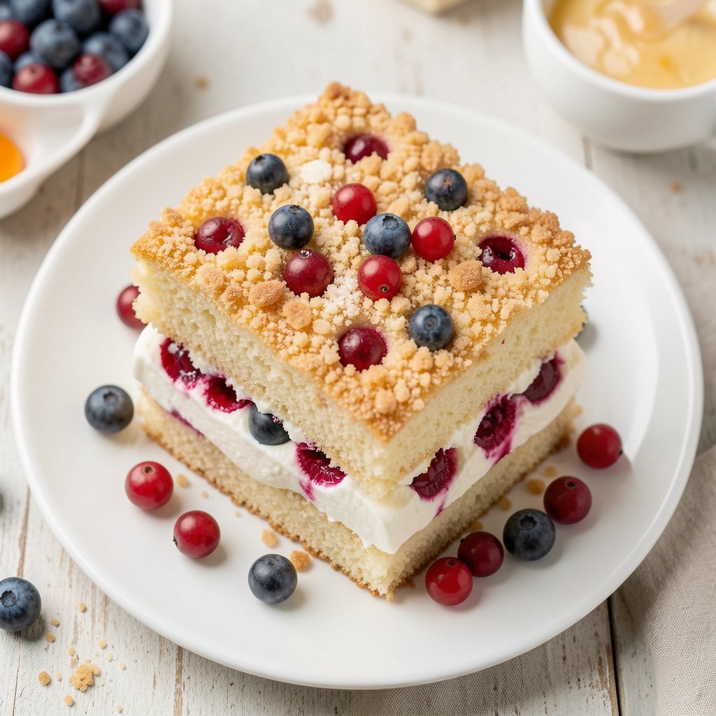 Ciasto z jagodami i kruszonką