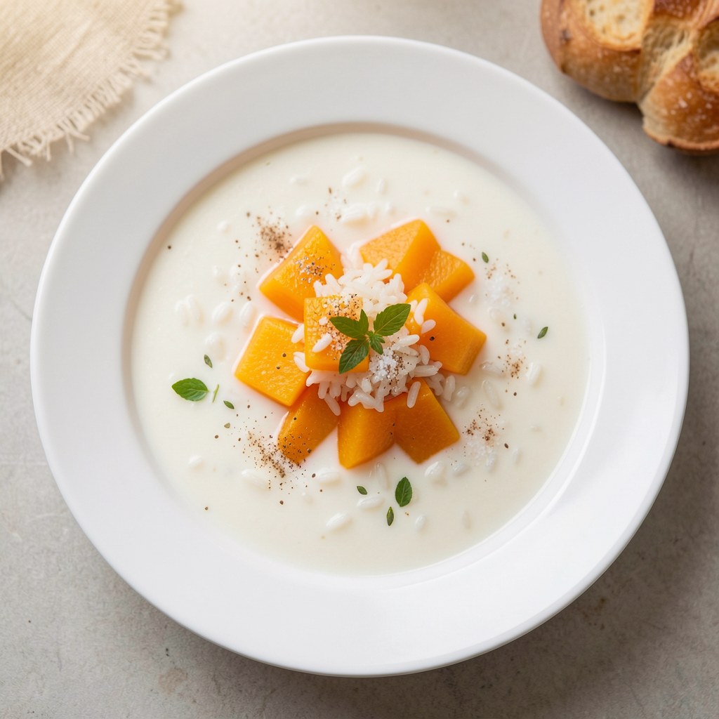 Zupa dyniowa z ryżem na mleku