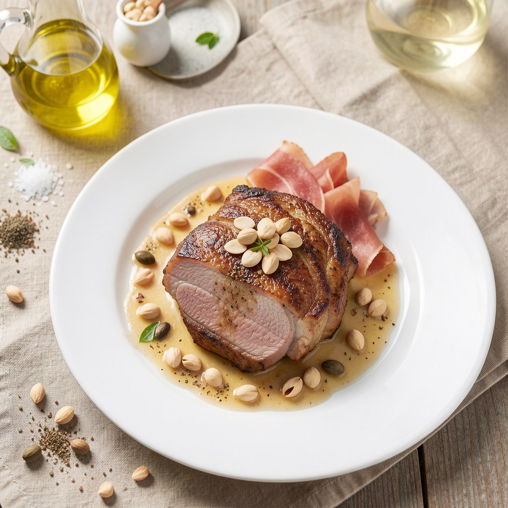 schab w sosie migdałowym