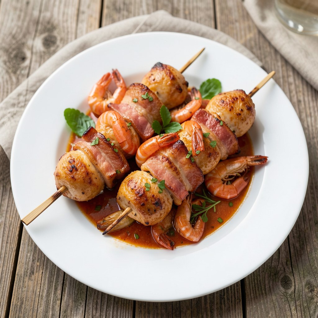 Szaszłyki bekonowo-kurczakowe