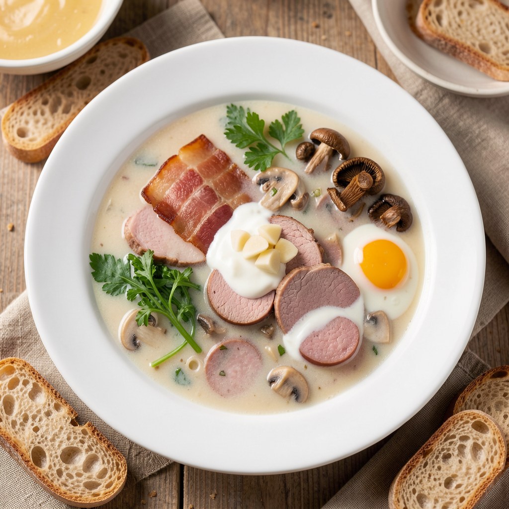 Żurek z kiełbasą po kielecku