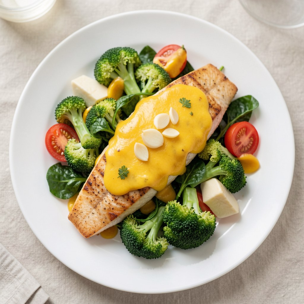 Ryba Zapiekana z Brokul em i Szpinaken