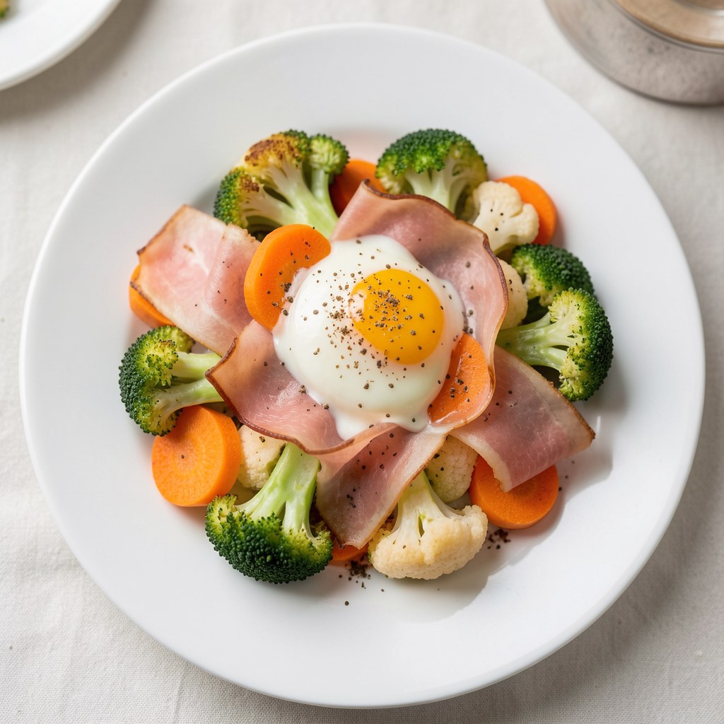 Brokuły zapiekane z szynką