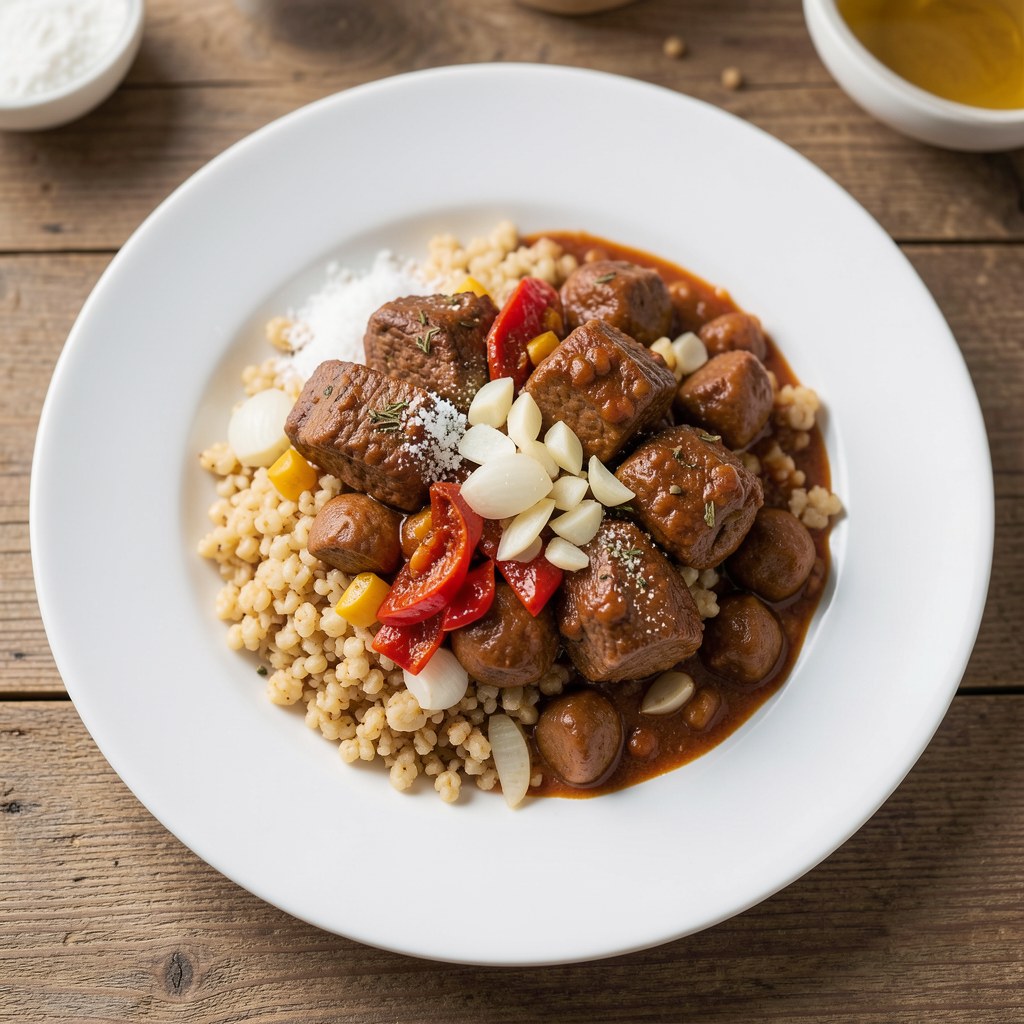 Gulasz z kasza prazoan