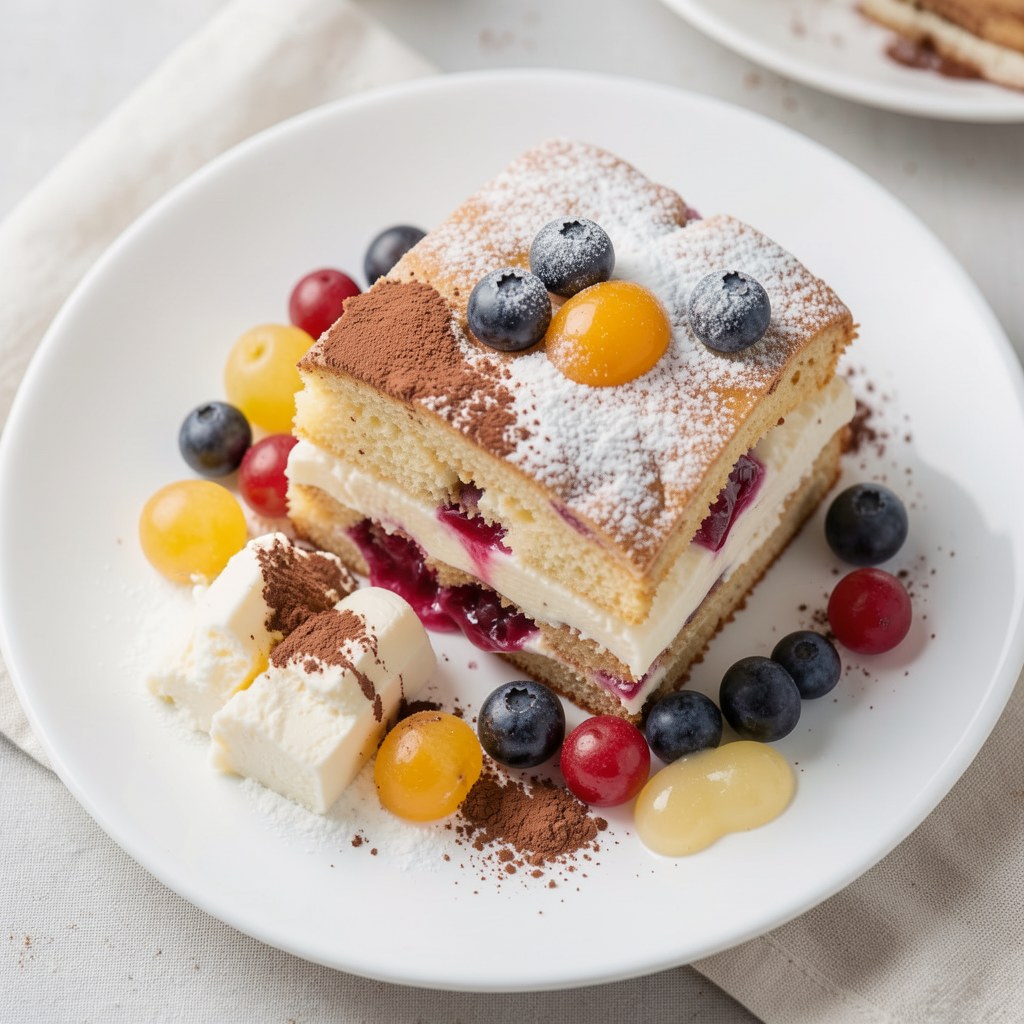 Torcik budyniowy z owocami