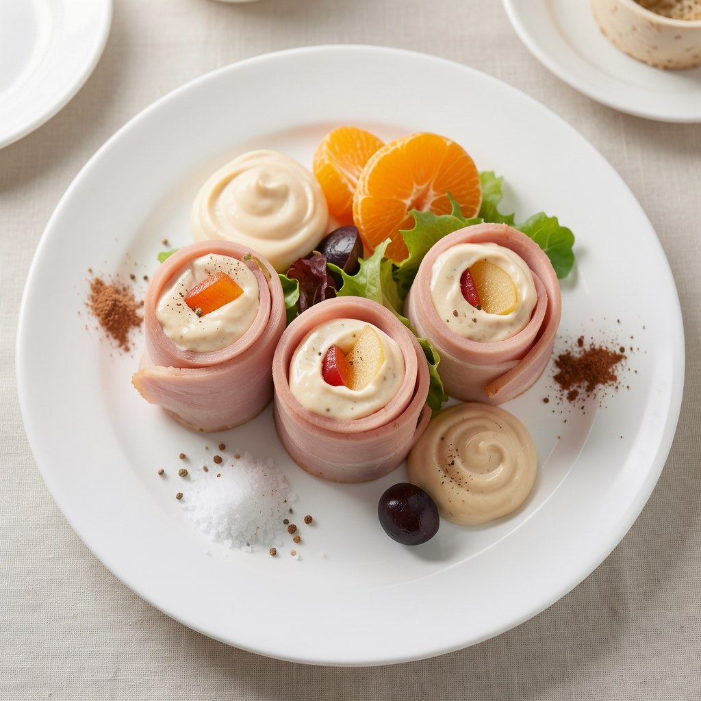 Rulony z szynki z delikatnym musem jabłkowym