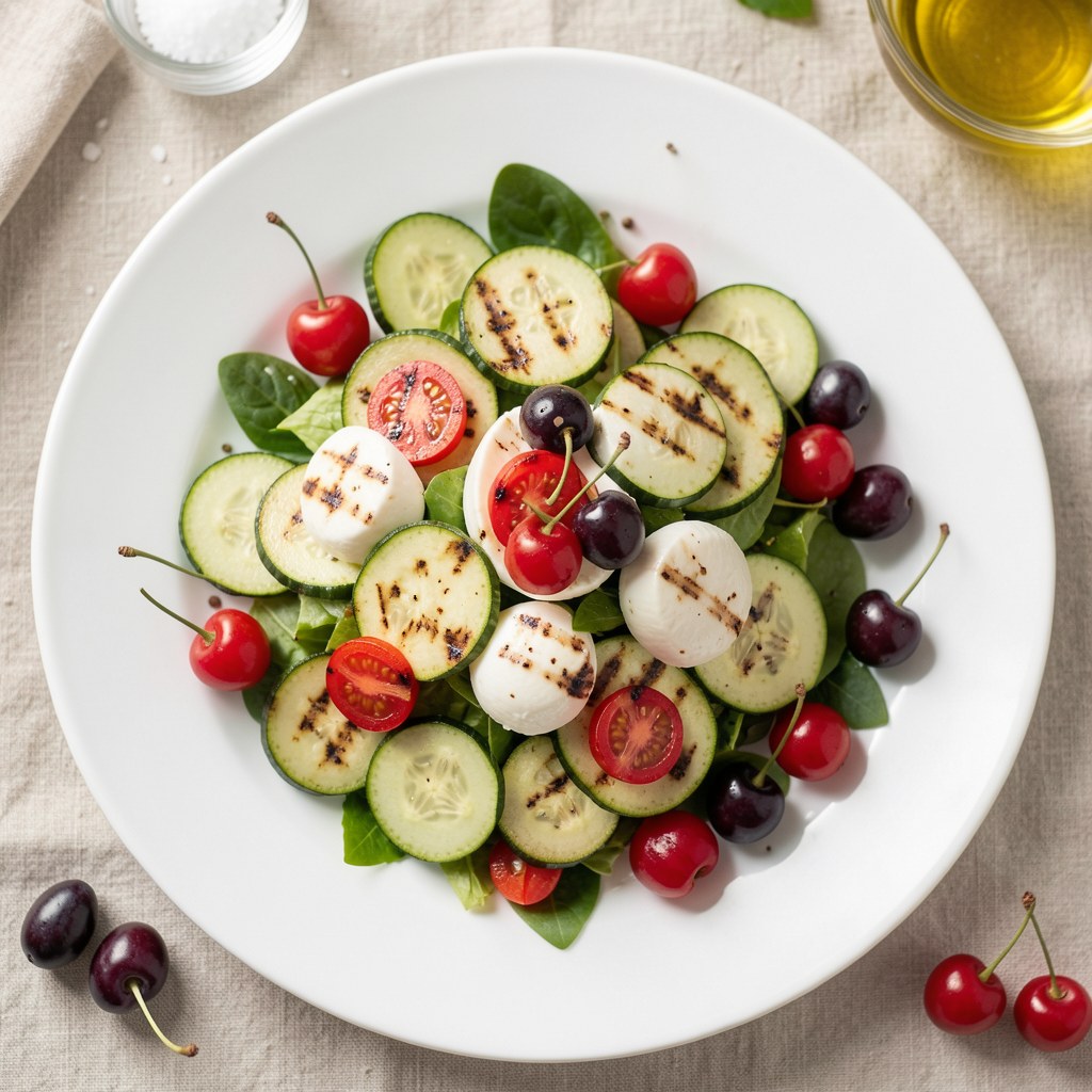 Sałatka z grilowanej cukinii z mozzarellą i pomidorkami cherry