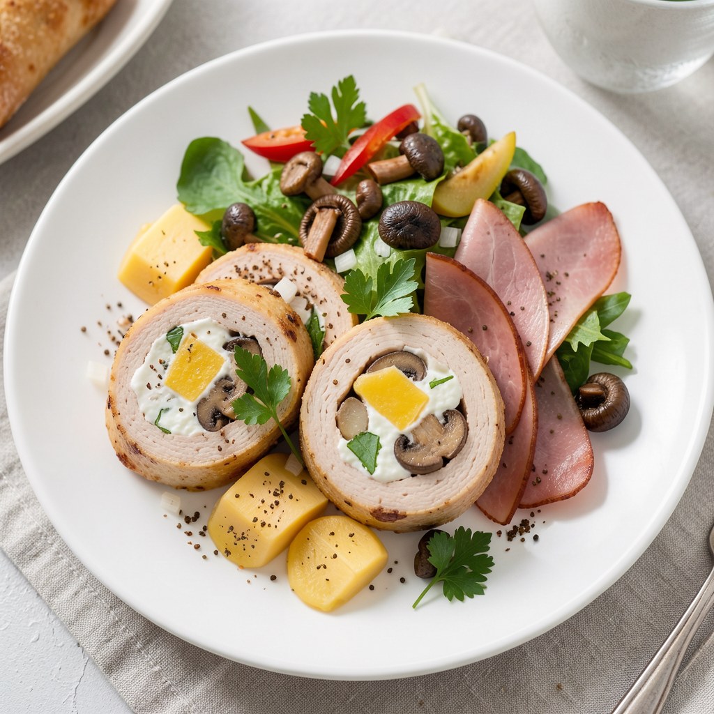 Roladki z kurczaka z pieczarkami