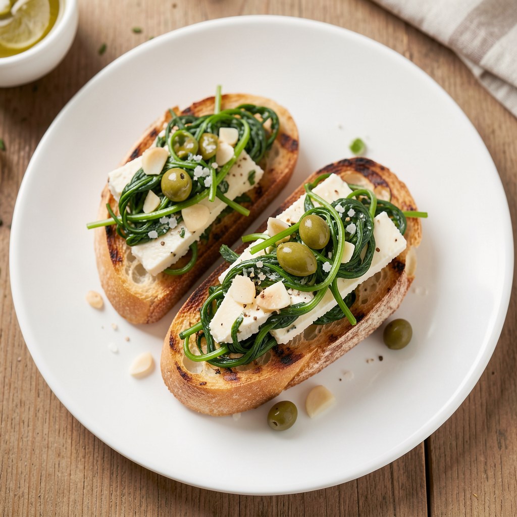 Bruschetta ze szpinakiem i botwinką