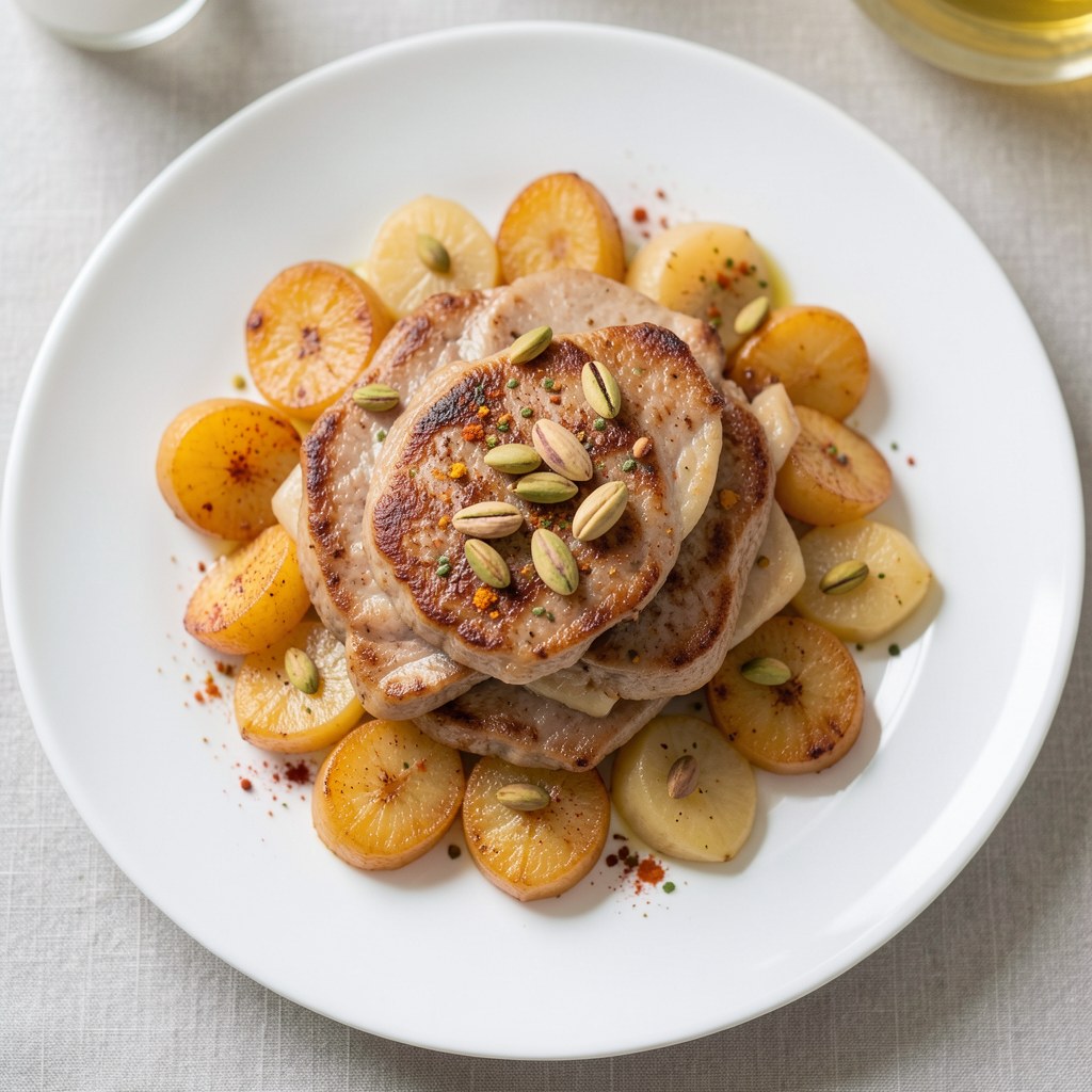 Sznycelki cielęce z gruszkami