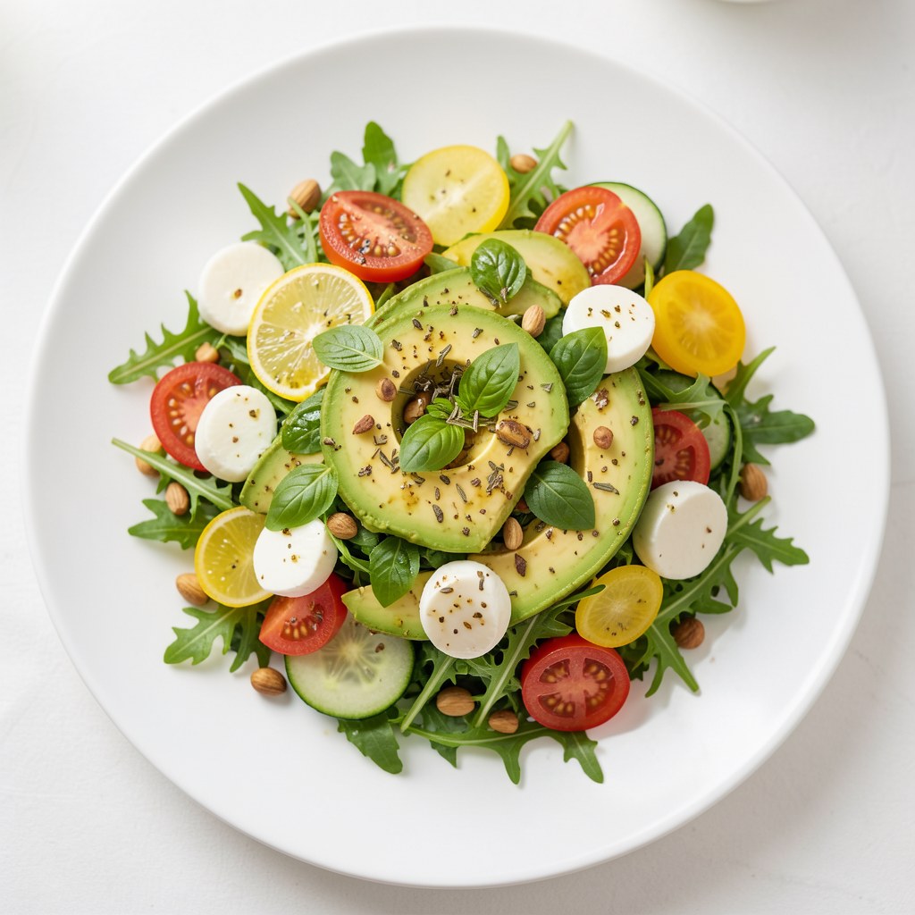 Sałatka z awokado z pomidorami koktajlowymi i mozzarellą
