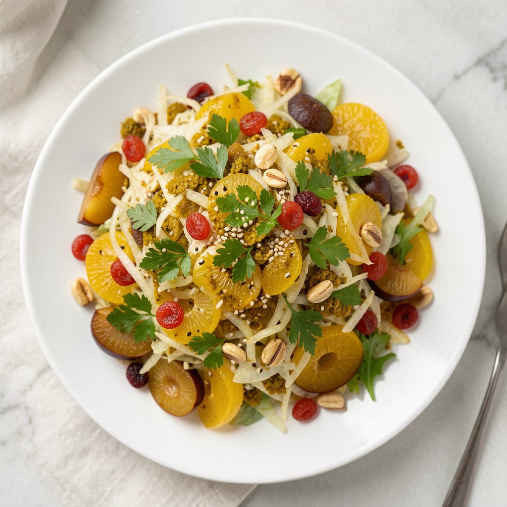 Sałatka z kapusty włoskiej i owoców.