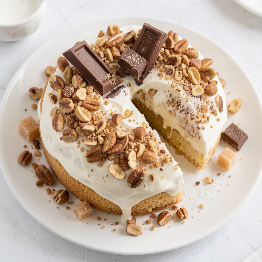 Lekko puszysty tort orzechowy ze śmietaną i likierem