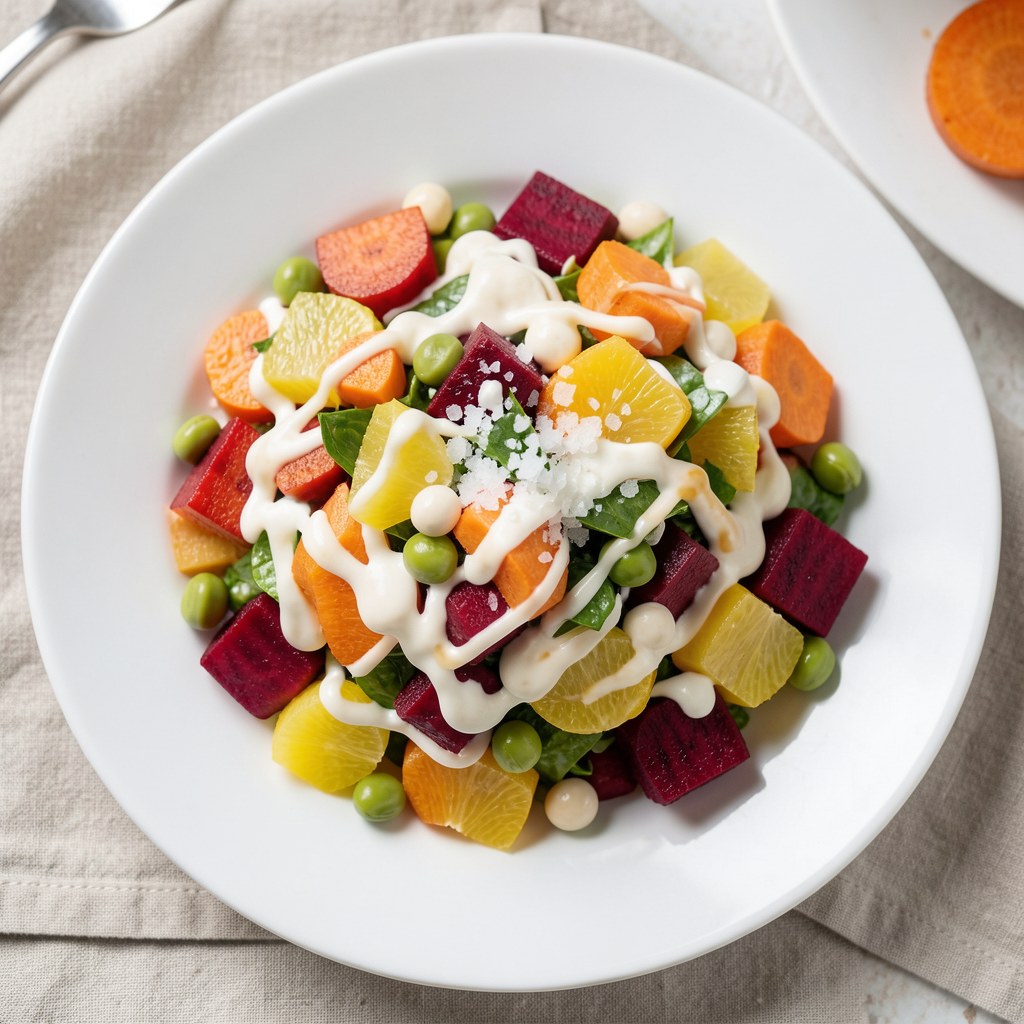 Sałatka z buraczków, porów i fasolki- dodatek do drugiego dania.