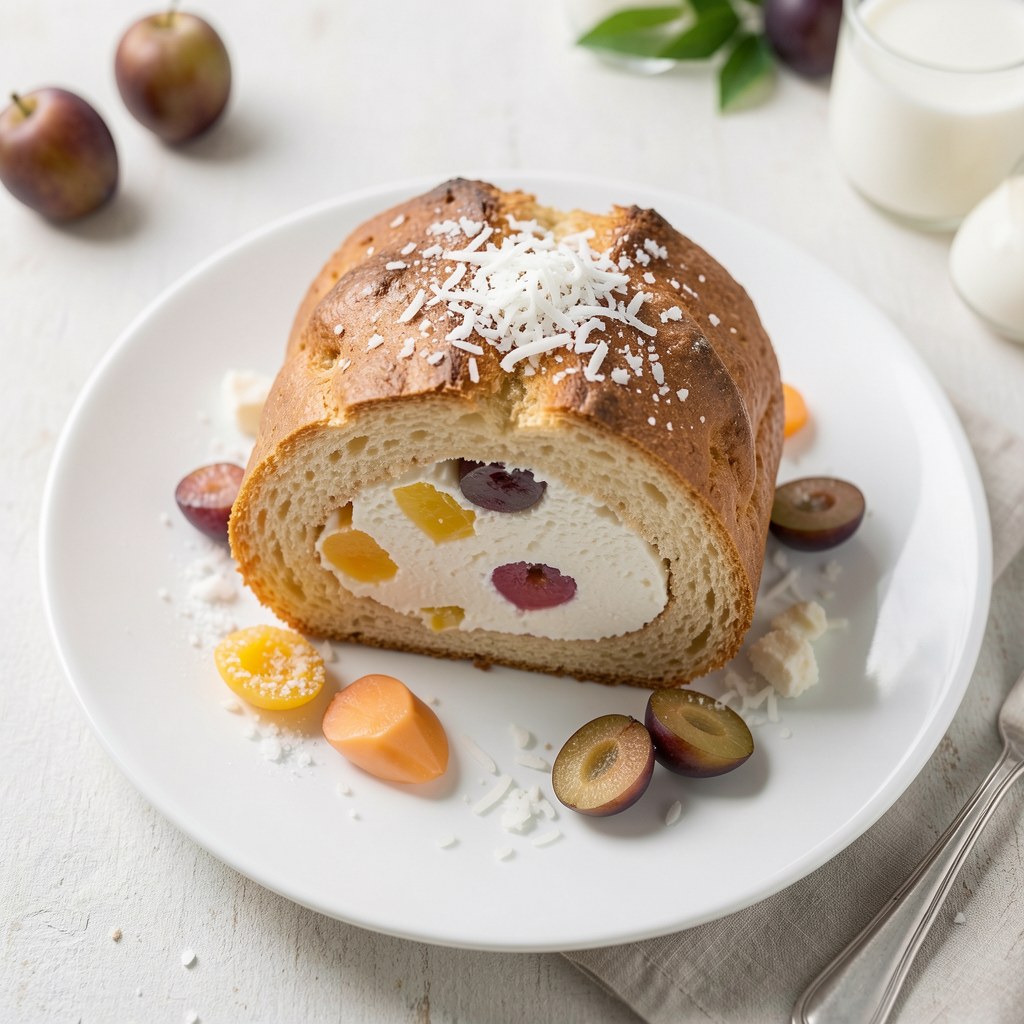 Rolada drożdżowa serem i owocami