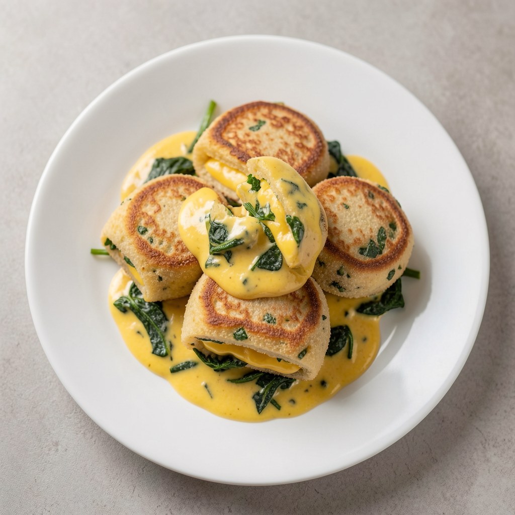 Krokiety ze szpinakiem i żółtym serem