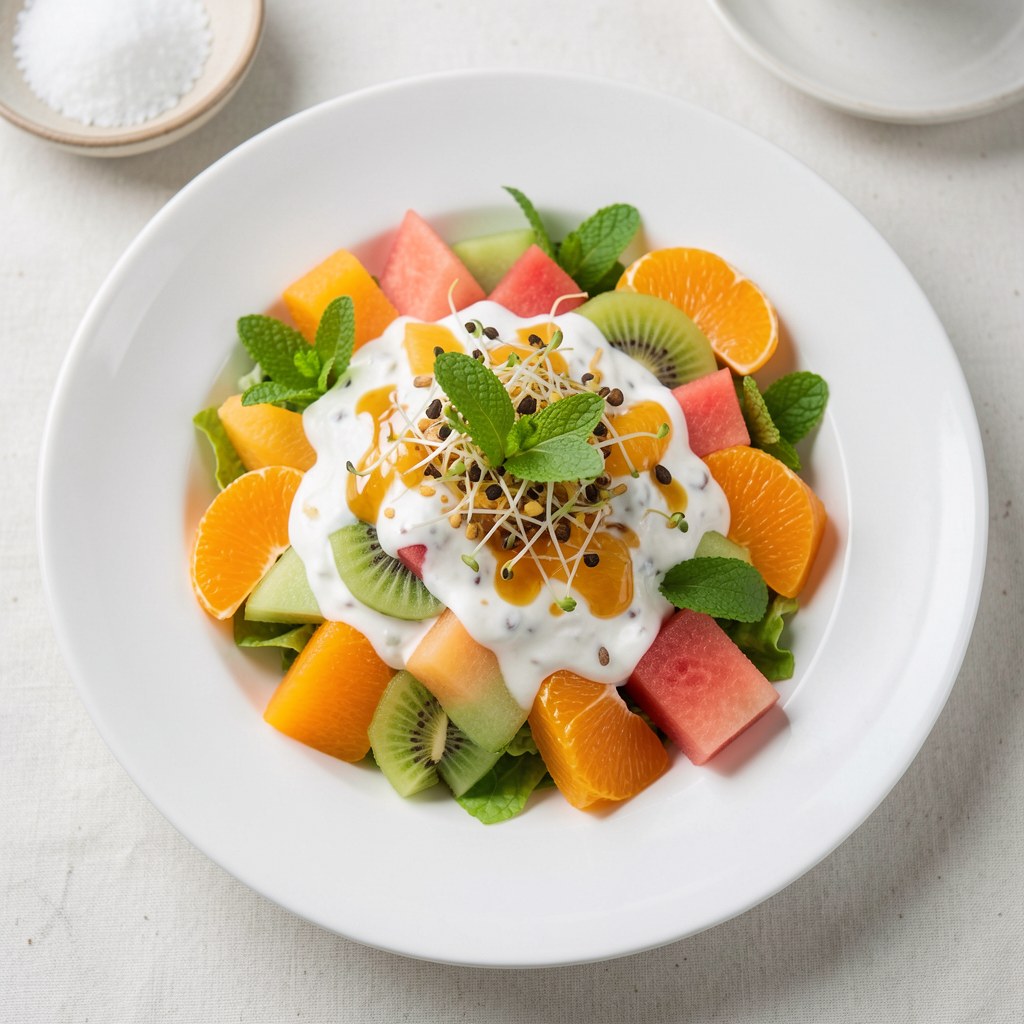 Sałatka z owoców południowych z sosem jogurtowo-imbirowym