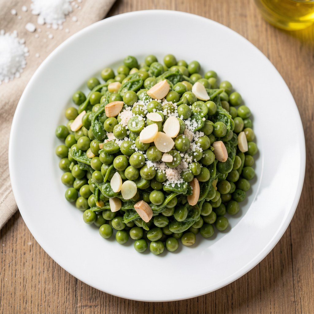 strąki zielonego groszku z czosnkiem