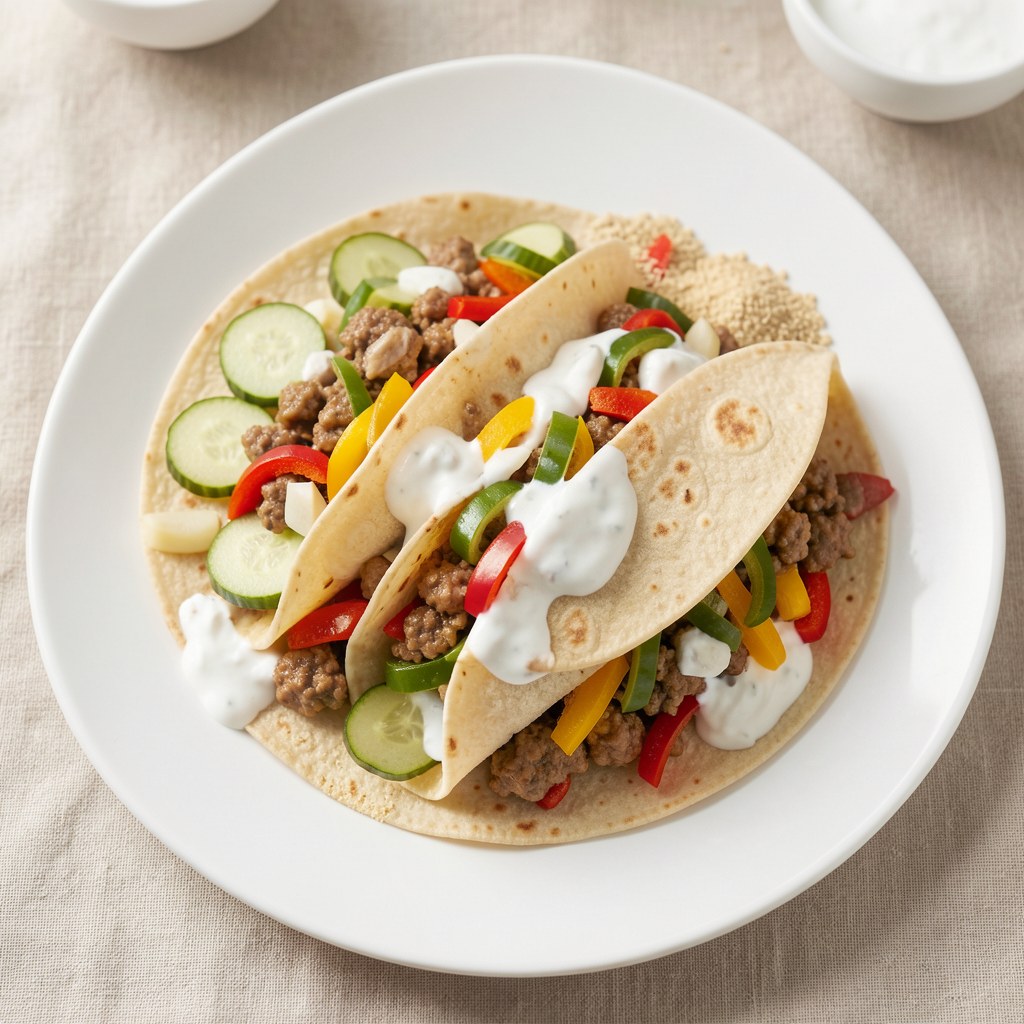 Tortilla z mięsem i warzywami