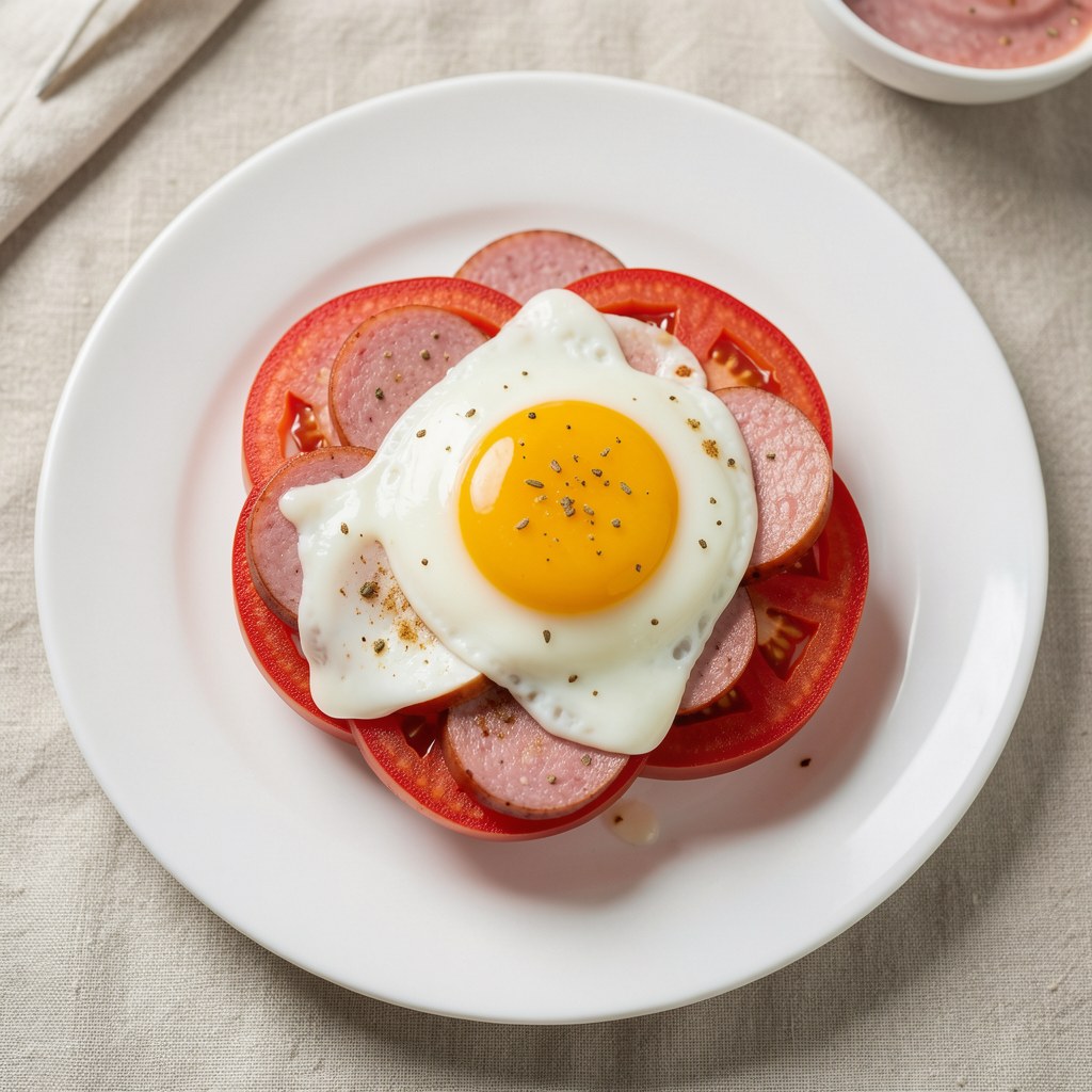 Pomidor z serem na jajku sadzonym