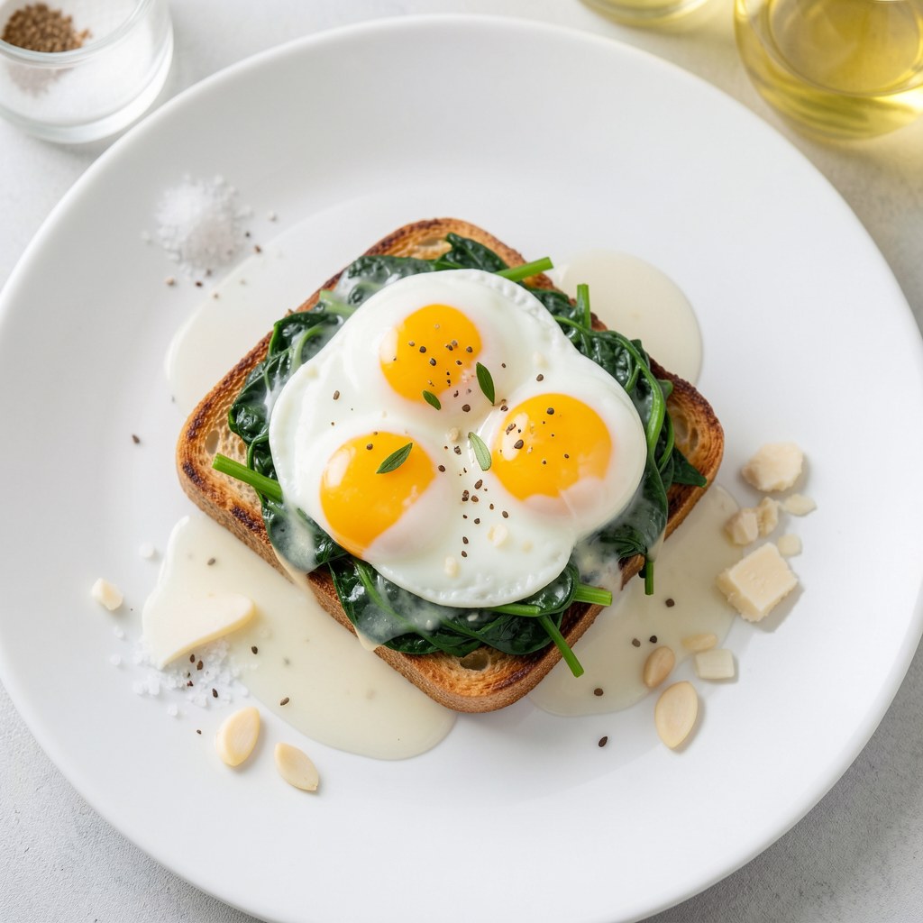 Jajka po benedyktyńsku ze szpinakiem i sosem holenderskim