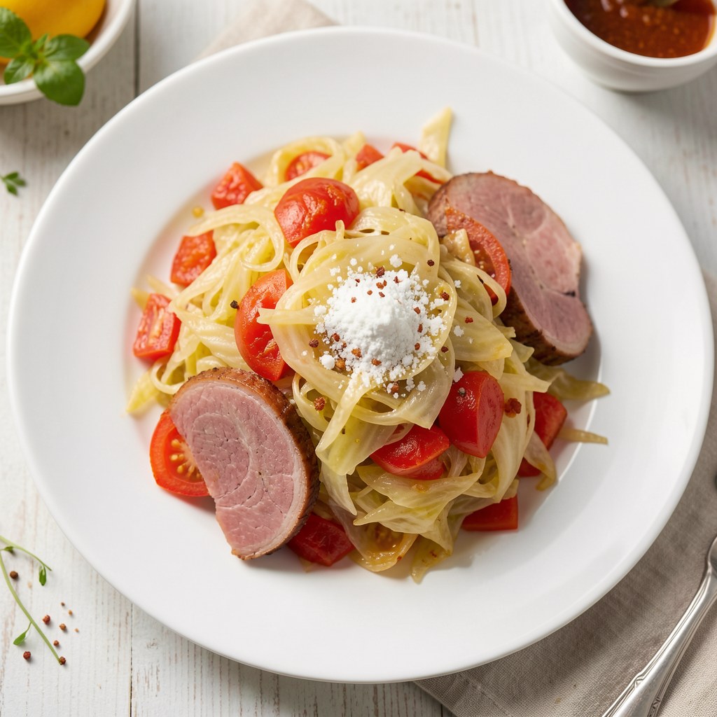 Młoda kapusta z pomidorami