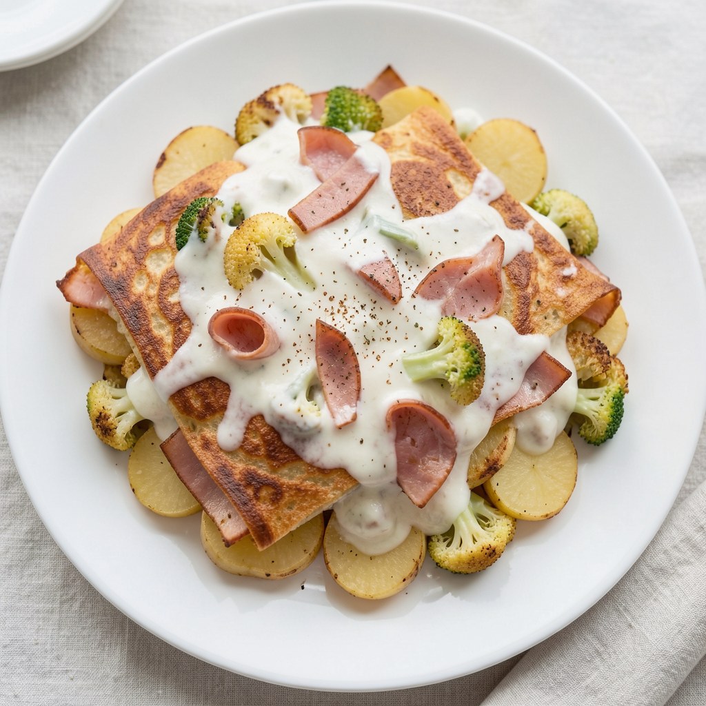 Zapiekanka z szynką i warzywami