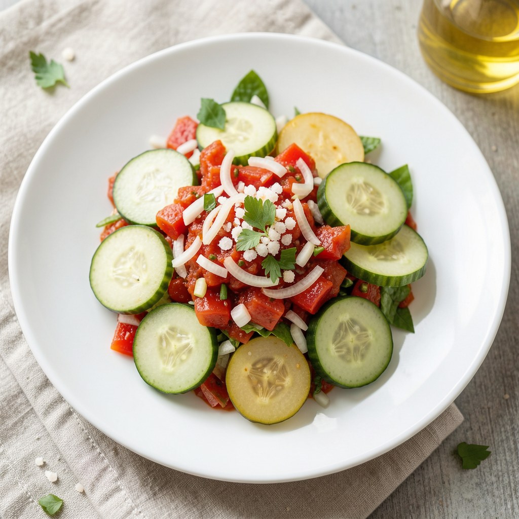 Sałatka z ogórków z przecierem pomidorowym