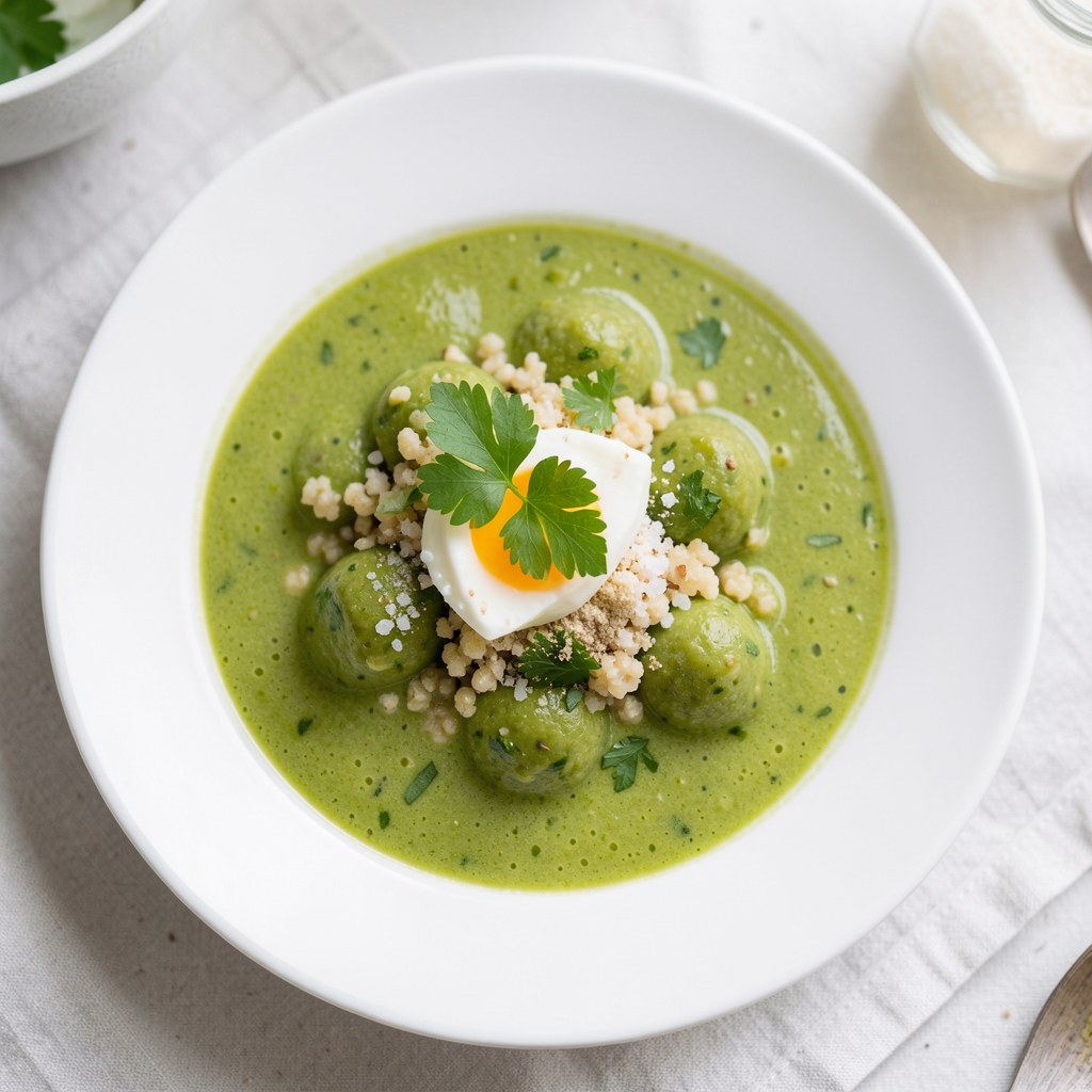 zielone kluseczki francuskie z kasza manna