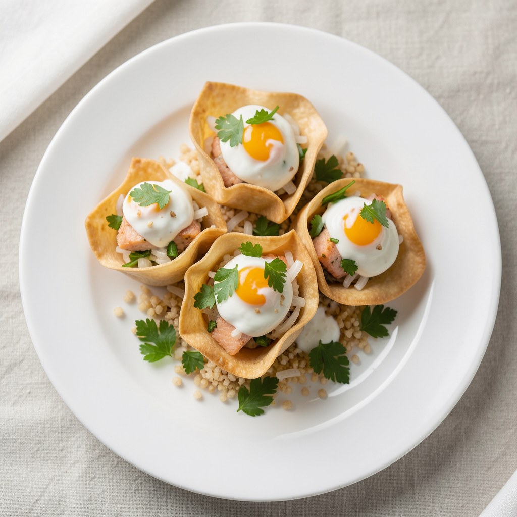 Sakiewki z awędzonego łososia z kawiorem