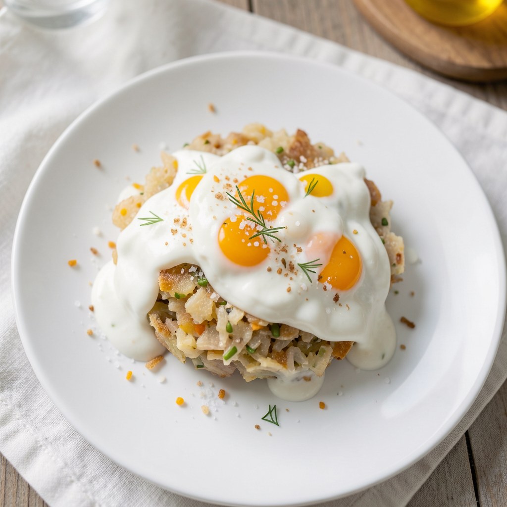 Chrzan tarty z żołtkami i śmietana