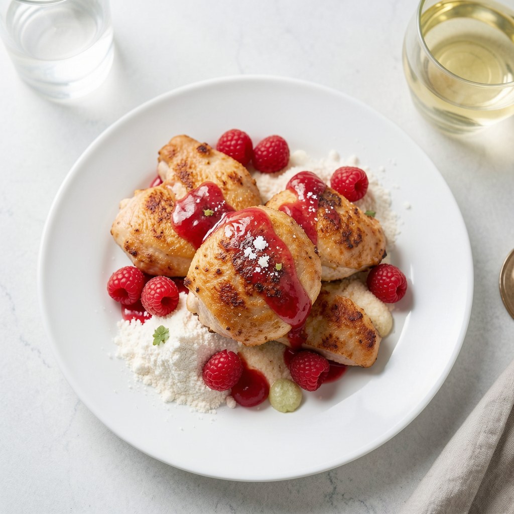Piersi kurczaka w truskawkach.