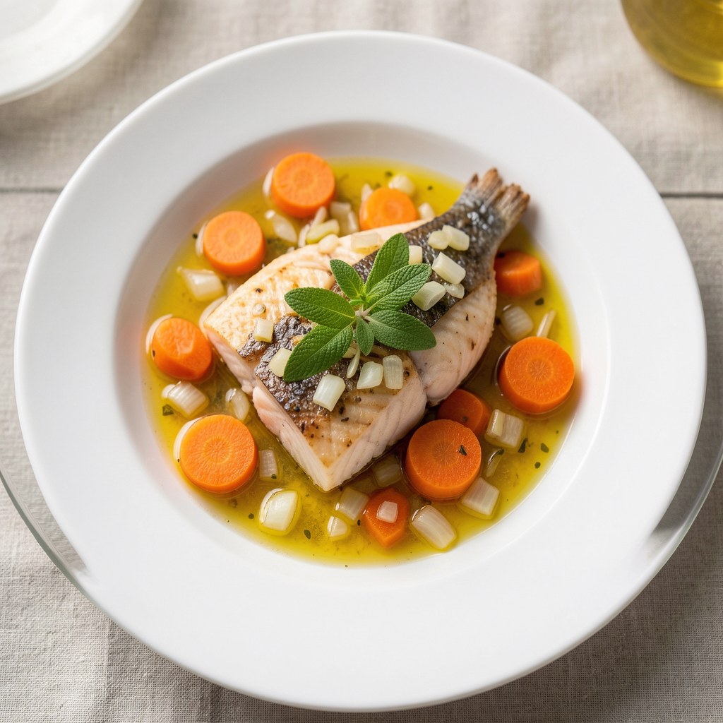 duszona rybka w zalewie