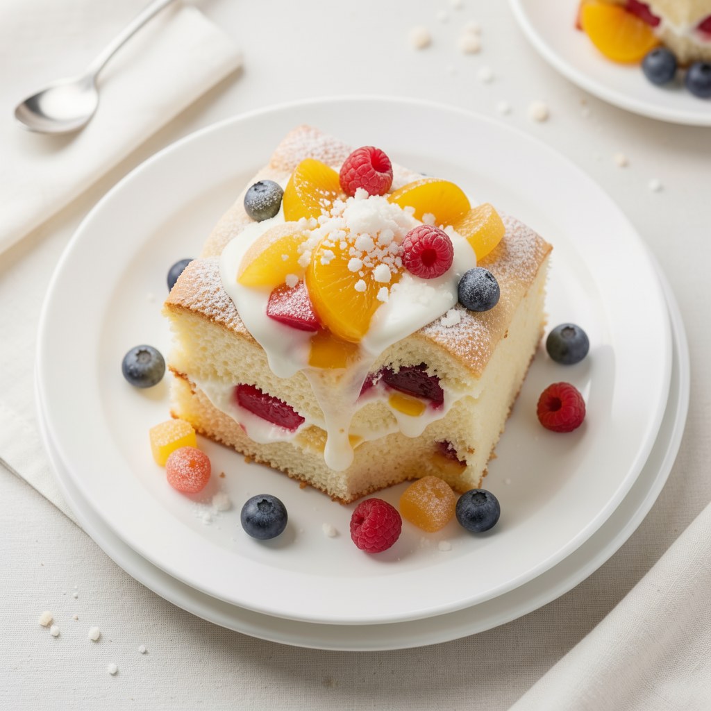 Biszkopt z owocami i galaretką