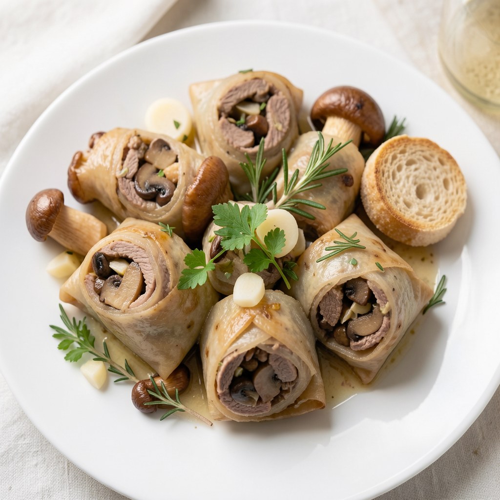 Zraziki zawijane z grzybami