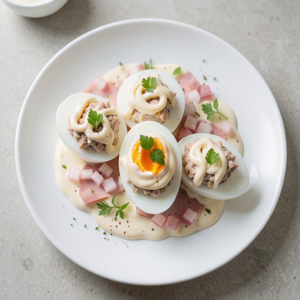 Jaja faszerowane szynką