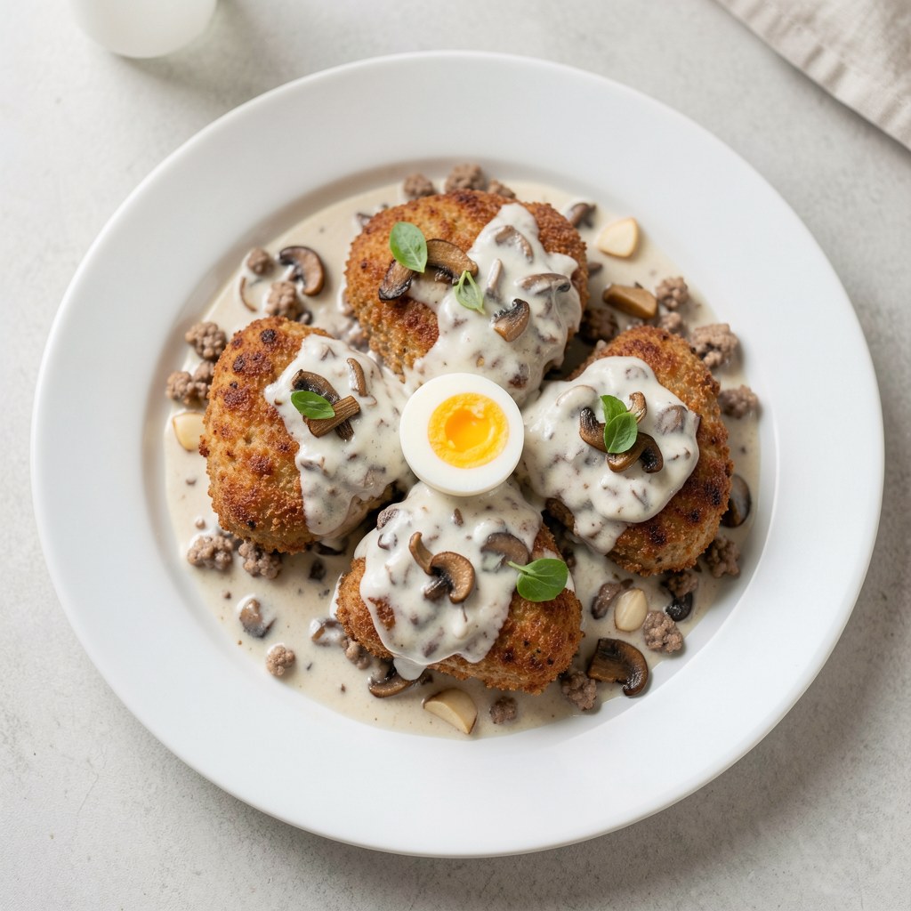 Zrazy w sosie z grzybów suszonych i śmietany