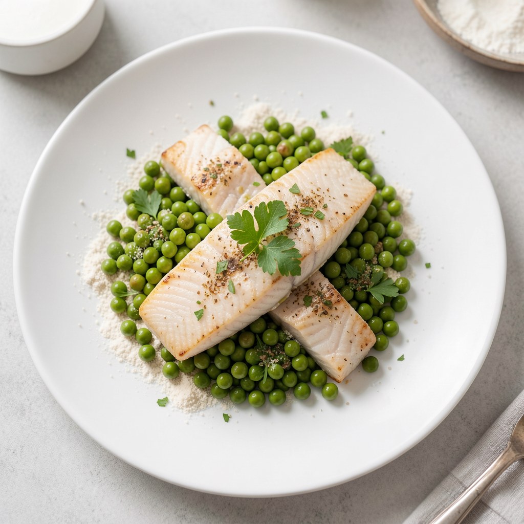 Dorsz z groszkiem zielonym