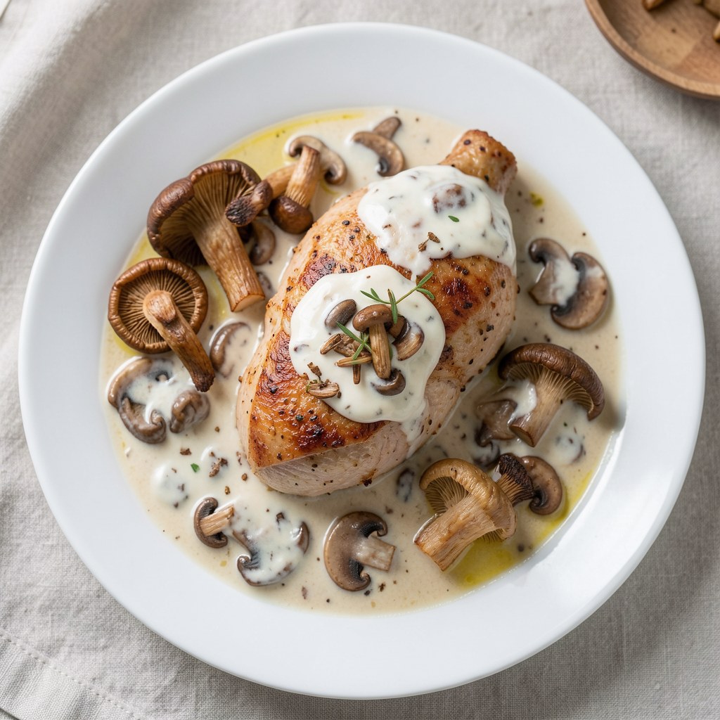 Piersi gęsie pieczone z sosem grzybowo-porowym