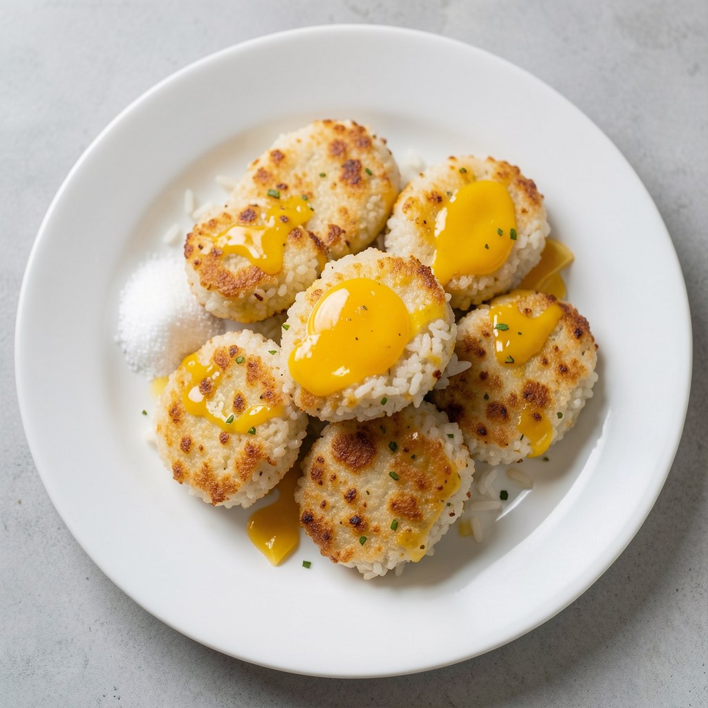 krokiety z ryżu i żółtego sera