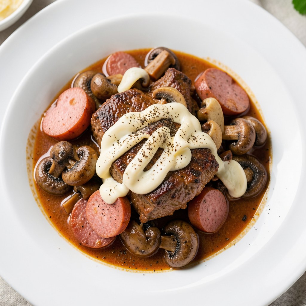 Gulasz wołowy z pieczarkami