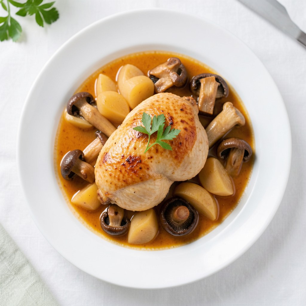 Kurczak porowo-pieczarkowy