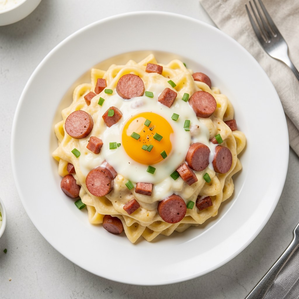 Pasta jajeczna z kiełbasą