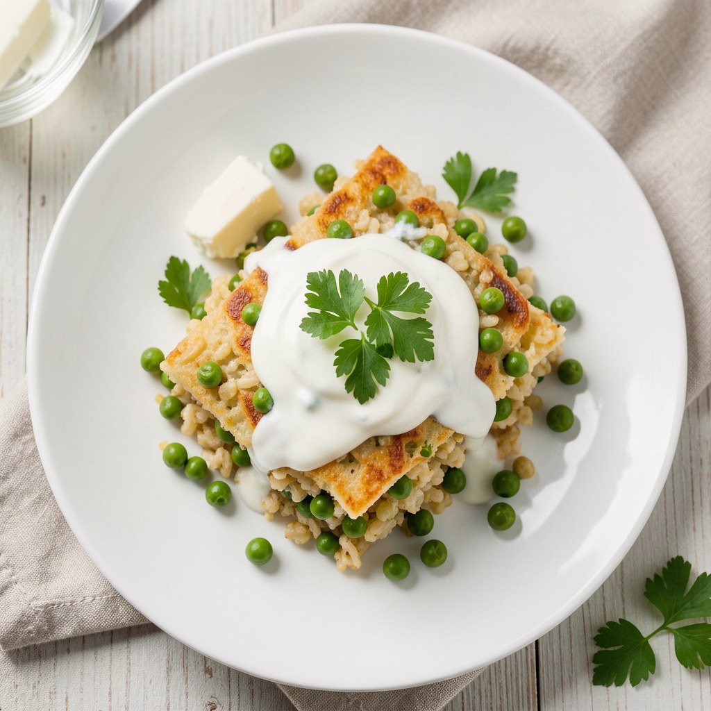 Kasza zapiekana z zielonym groszkiem