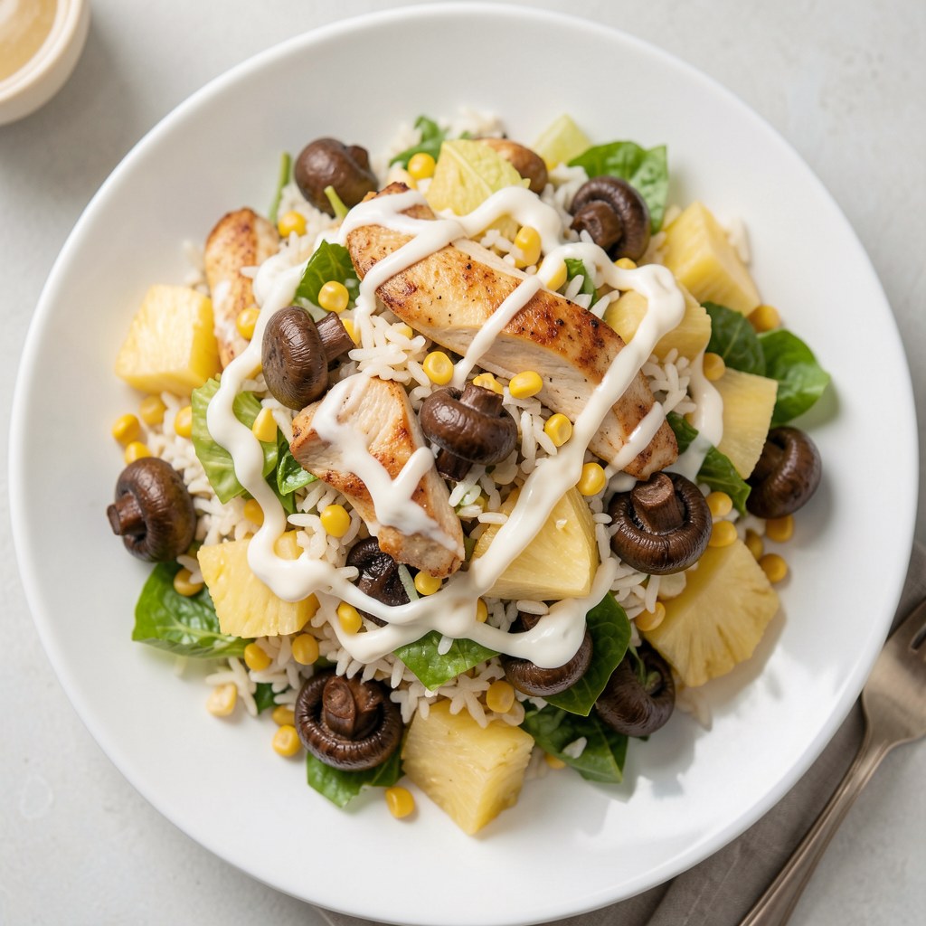 Sałatka z ryżem i pieczarkami