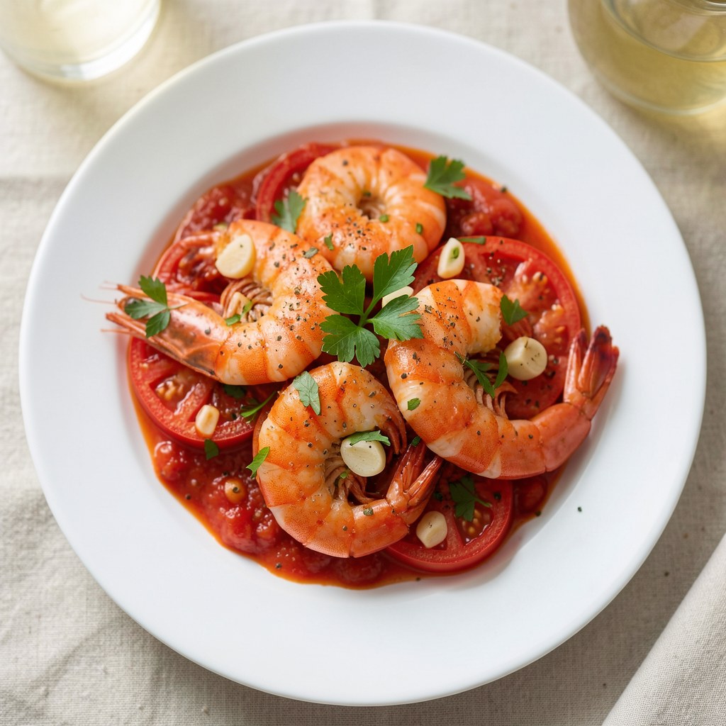 Krewetki w pomidorach