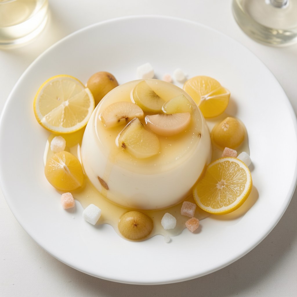 Galaretka z białego wina z brzoskwiniami