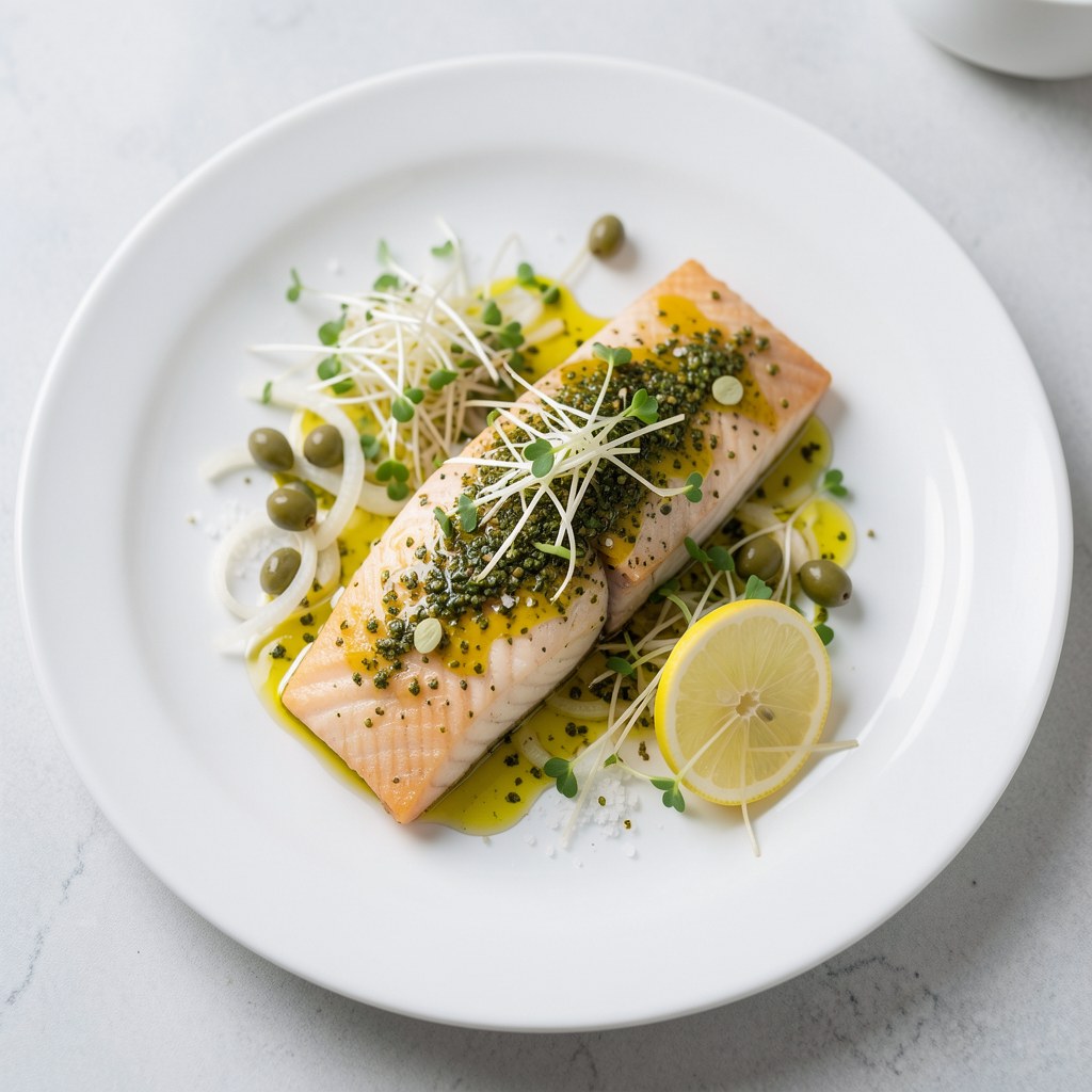 Łosoś marynowany w cytrynie z zielonym pieprzem