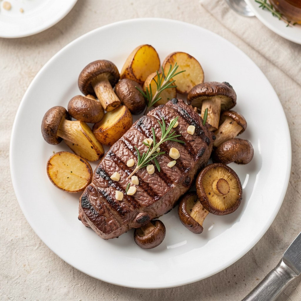 Stek z grzybami